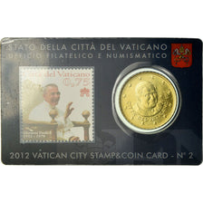Cité du Vatican, 50 Euro Cent, 2012, Stamp and coin card, FDC, Laiton