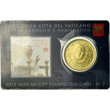 VATICAN CITY, 50 Euro Cent, 2012, Stamp and coin card, MS(65-70), Brass
