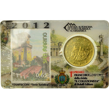 San Marino, 50 Euro Cent, 2012, Stamp and coin card, MS(65-70), Brass