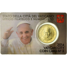 VATICAN CITY, 50 Euro Cent, 2014, Coin card, MS(65-70), Brass