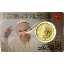 VATICAN CITY, 50 Euro Cent, 2014, Coin card, MS(65-70), Brass
