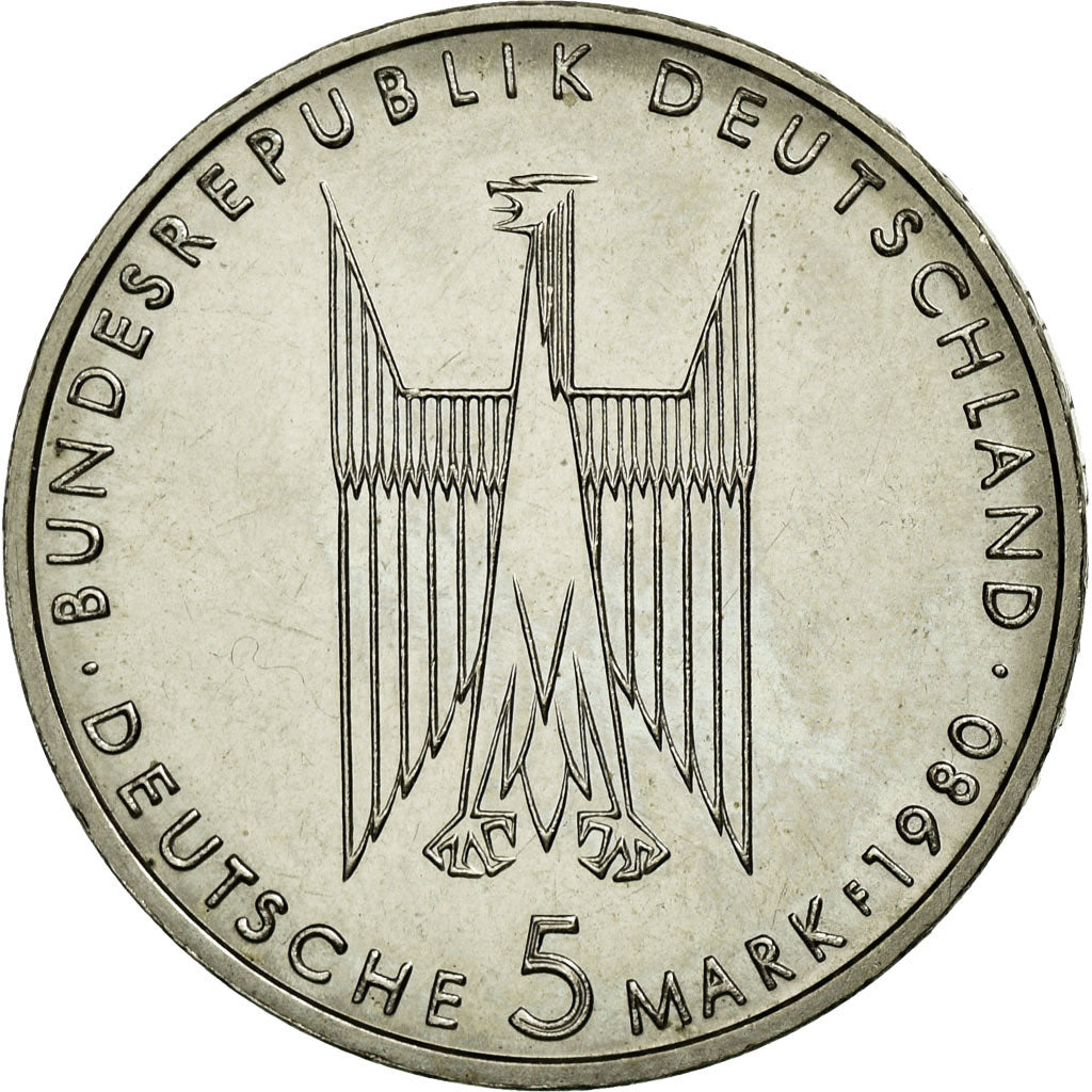 Münze, Bundesrepublik Deutschland, 5 Mark, 1980, Stuttgart, Germany, STGL