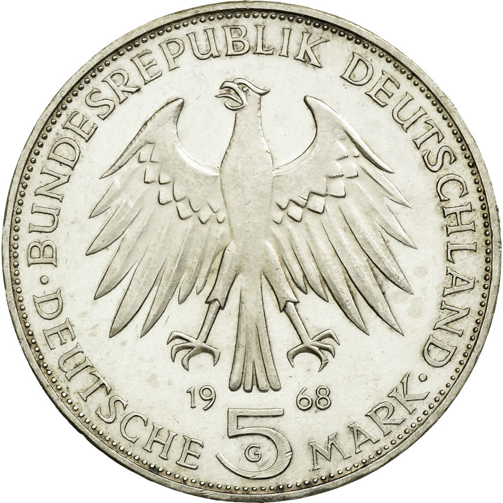 Coin, GERMANY - FEDERAL REPUBLIC, 5 Mark, 1968, Karlsruhe, Germany, MS(65-70)