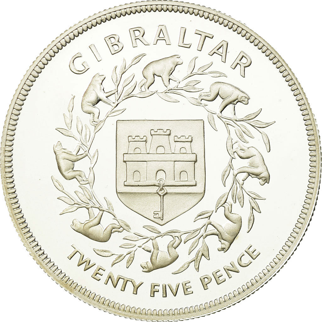 Coin, Gibraltar, Elizabeth II, 25 New Pence, 1977, Proof, MS(65-70), Silver