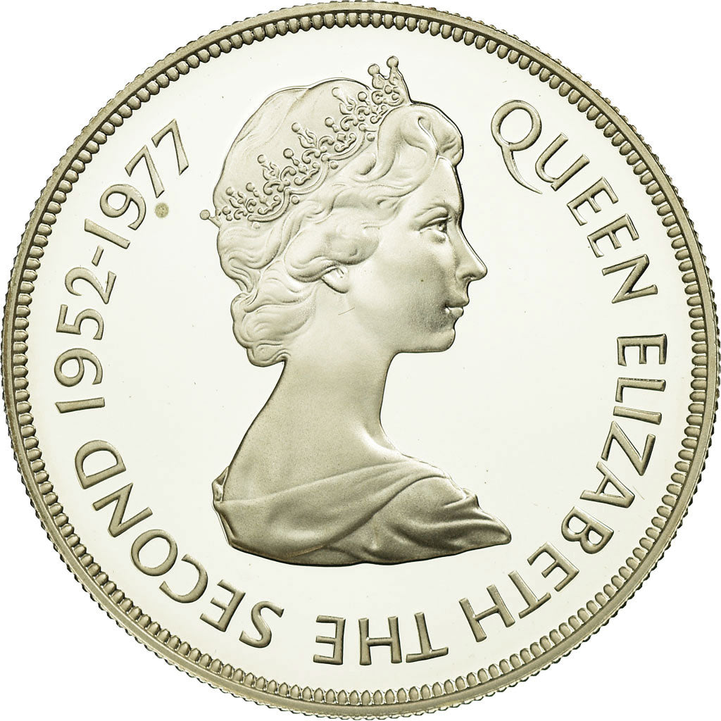 Coin, Guernsey, Elizabeth II, 25 Pence, 1977, Heaton, Proof, MS(65-70), Silver