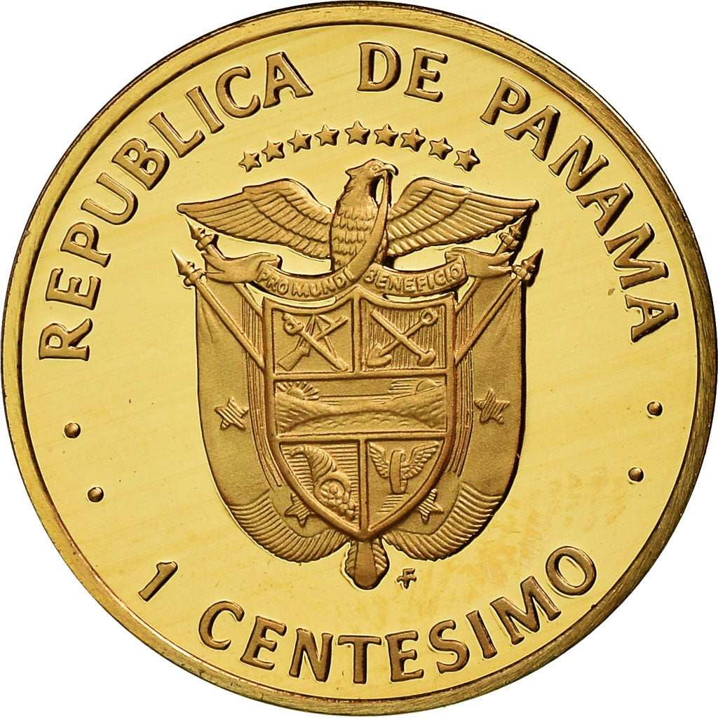 Coin, Panama, Centesimo, 1975, Franklin Mint, MS(65-70), Copper Plated Zinc
