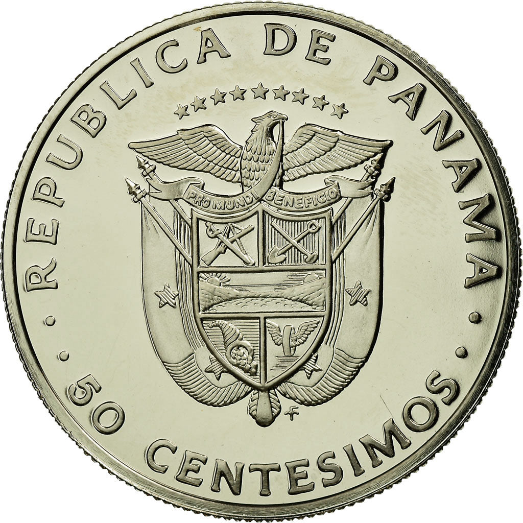 Coin, Panama, 50 Centesimos, 1975, U.S. Mint, Proof, MS(65-70), Copper-Nickel