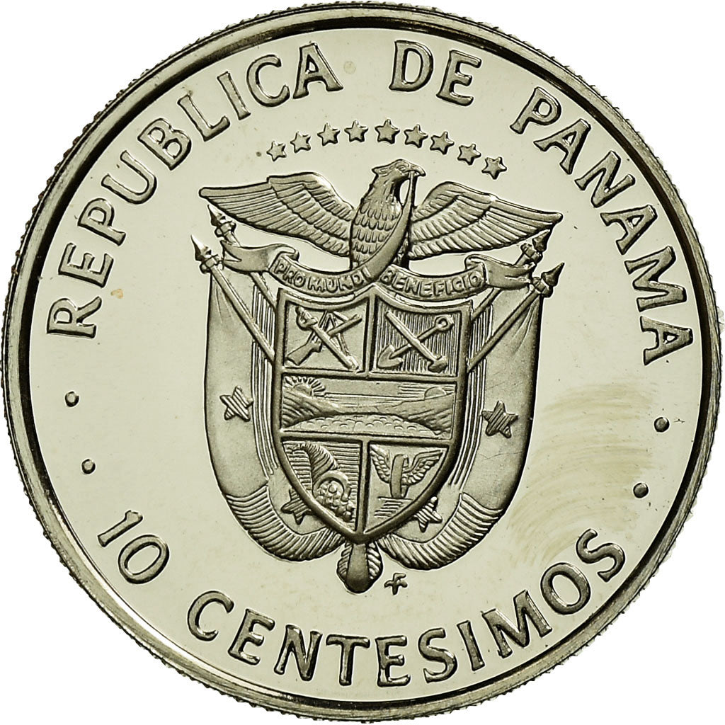Münze, Panama, 10 Centesimos, 1975, Franklin Mint, Proof, STGL, Copper-Nickel
