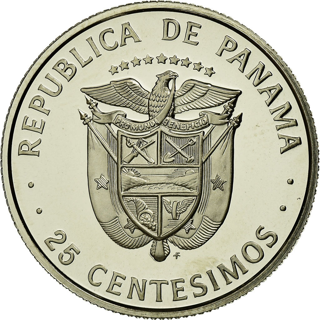 Münze, Panama, 25 Centesimos, 1975, Franklin Mint, Proof, STGL, Copper-Nickel