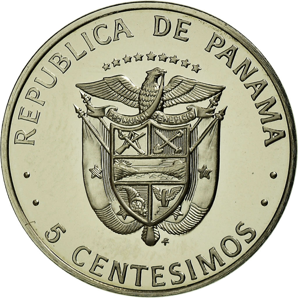 Coin, Panama, 5 Centesimos, 1975, U.S. Mint, Proof, MS(65-70), Copper-Nickel