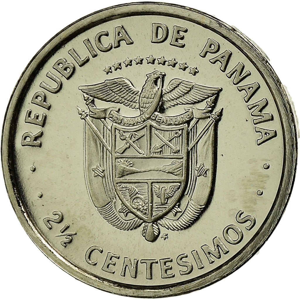 Coin, Panama, 2-1/2 Centesimos, 1975, Franklin Mint, Proof, MS(65-70)