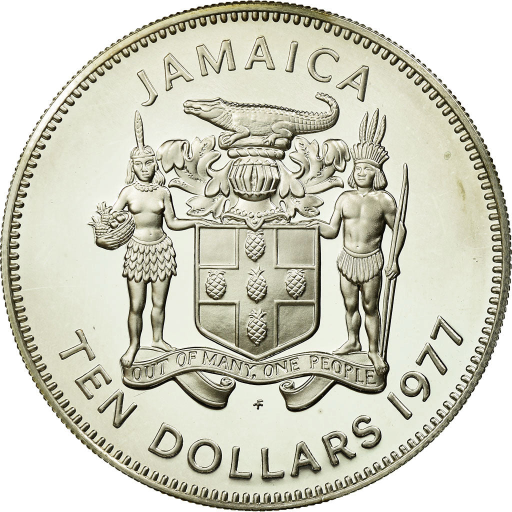 Coin, Jamaica, Elizabeth II, 10 Dollars, 1977, Franklin Mint, USA, Proof