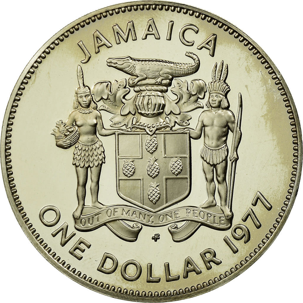 Coin, Jamaica, Elizabeth II, Dollar, 1977, Franklin Mint, Proof, MS(63)