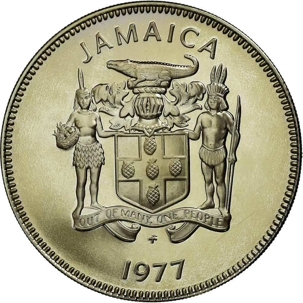Monnaie, Jamaica, Elizabeth II, 25 Cents, 1977, Franklin Mint, USA, Proof, FDC