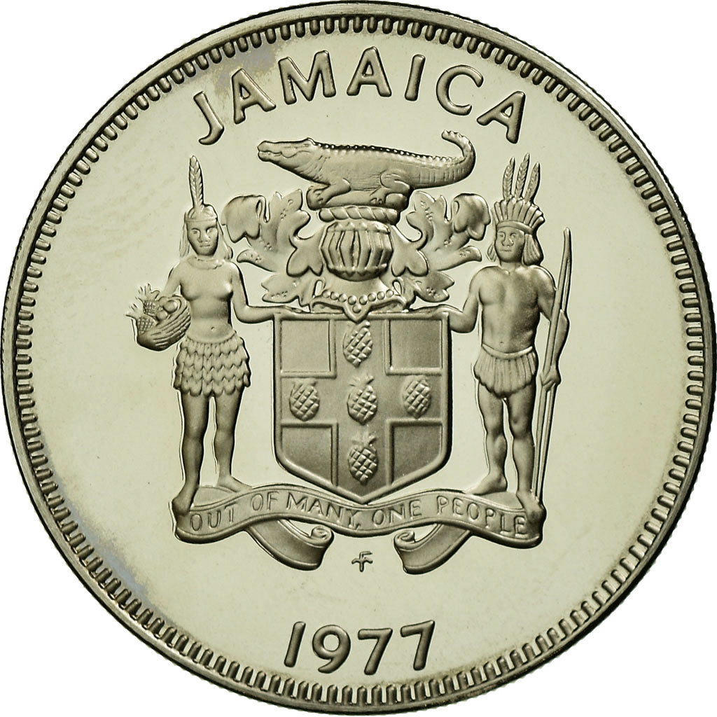 Monnaie, Jamaica, Elizabeth II, 20 Cents, 1977, Franklin Mint, USA, Proof, FDC