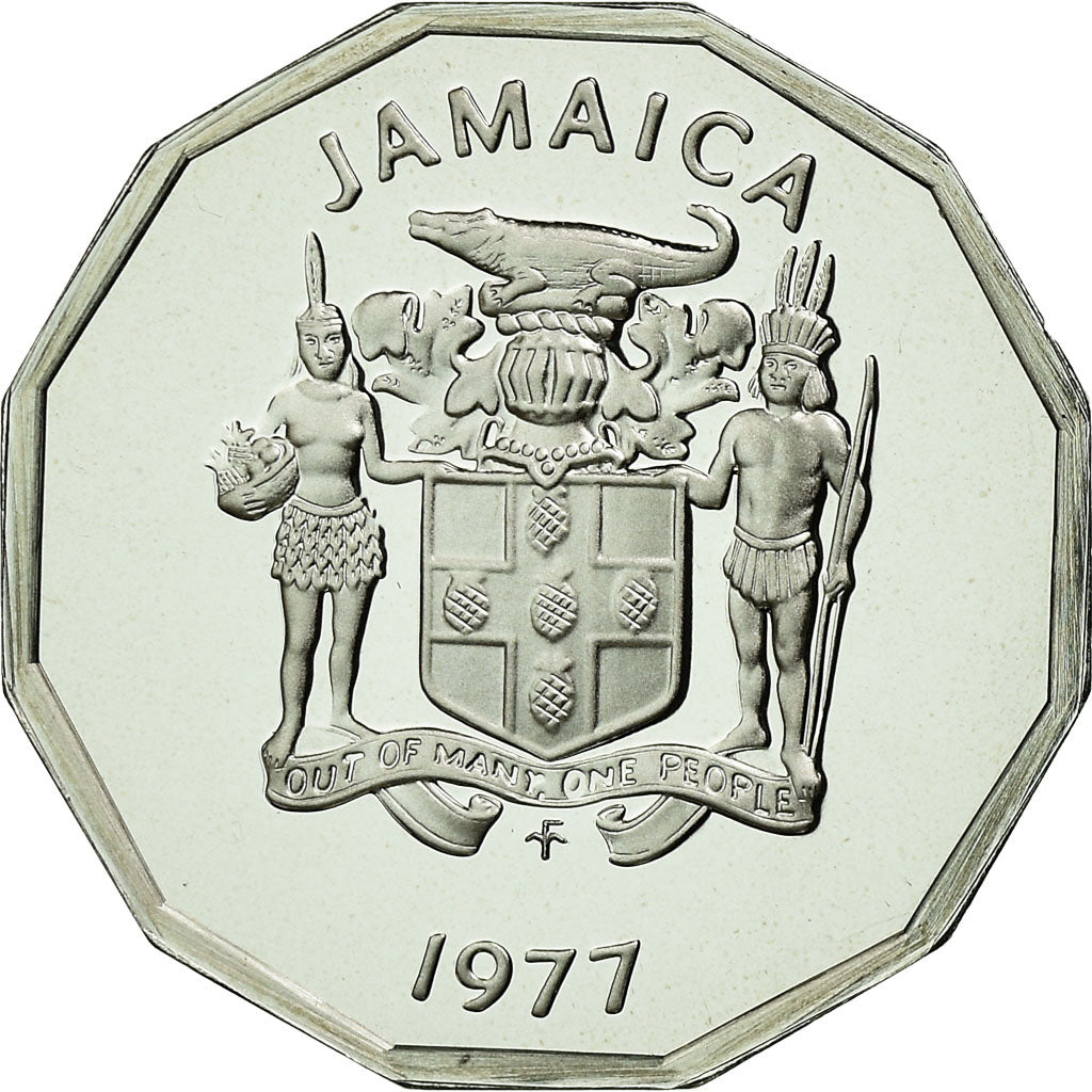 Coin, Jamaica, Elizabeth II, Cent, 1977, Franklin Mint, USA, Proof, MS(65-70)