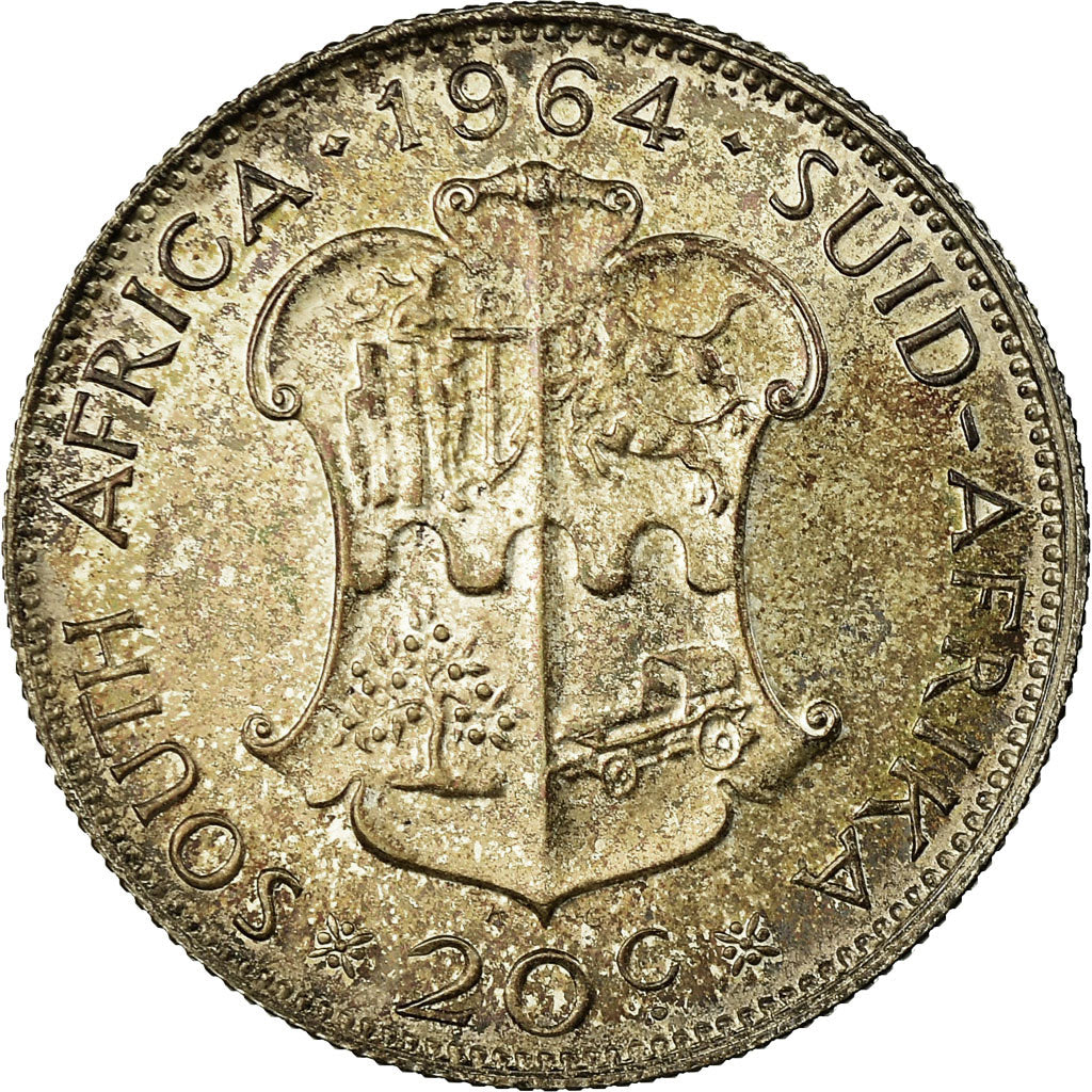Coin, South Africa, 20 Cents, 1964, EF(40-45), Silver, KM:61