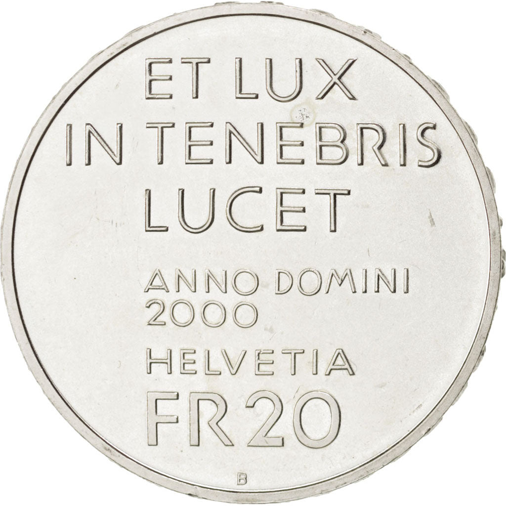 SWITZERLAND, 20 Francs, 2000, Bern, KM #97, MS(65-70), Silver, 32.8, 19.90