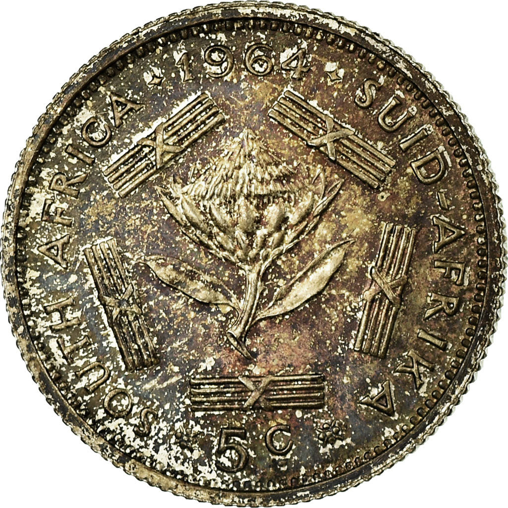 Coin, South Africa, 5 Cents, 1964, EF(40-45), Silver, KM:59