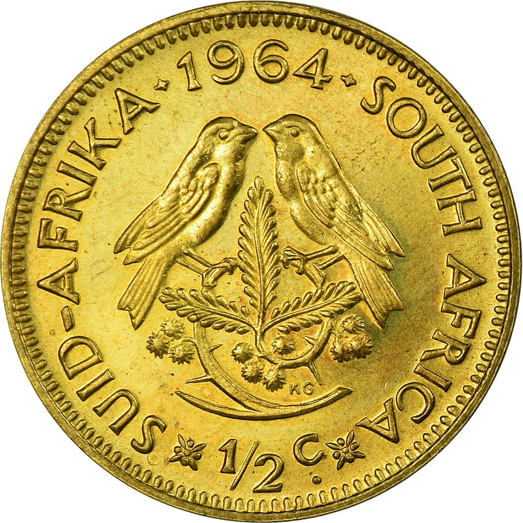 Coin, South Africa, 1/2 Cent, 1964, AU(55-58), Brass, KM:56