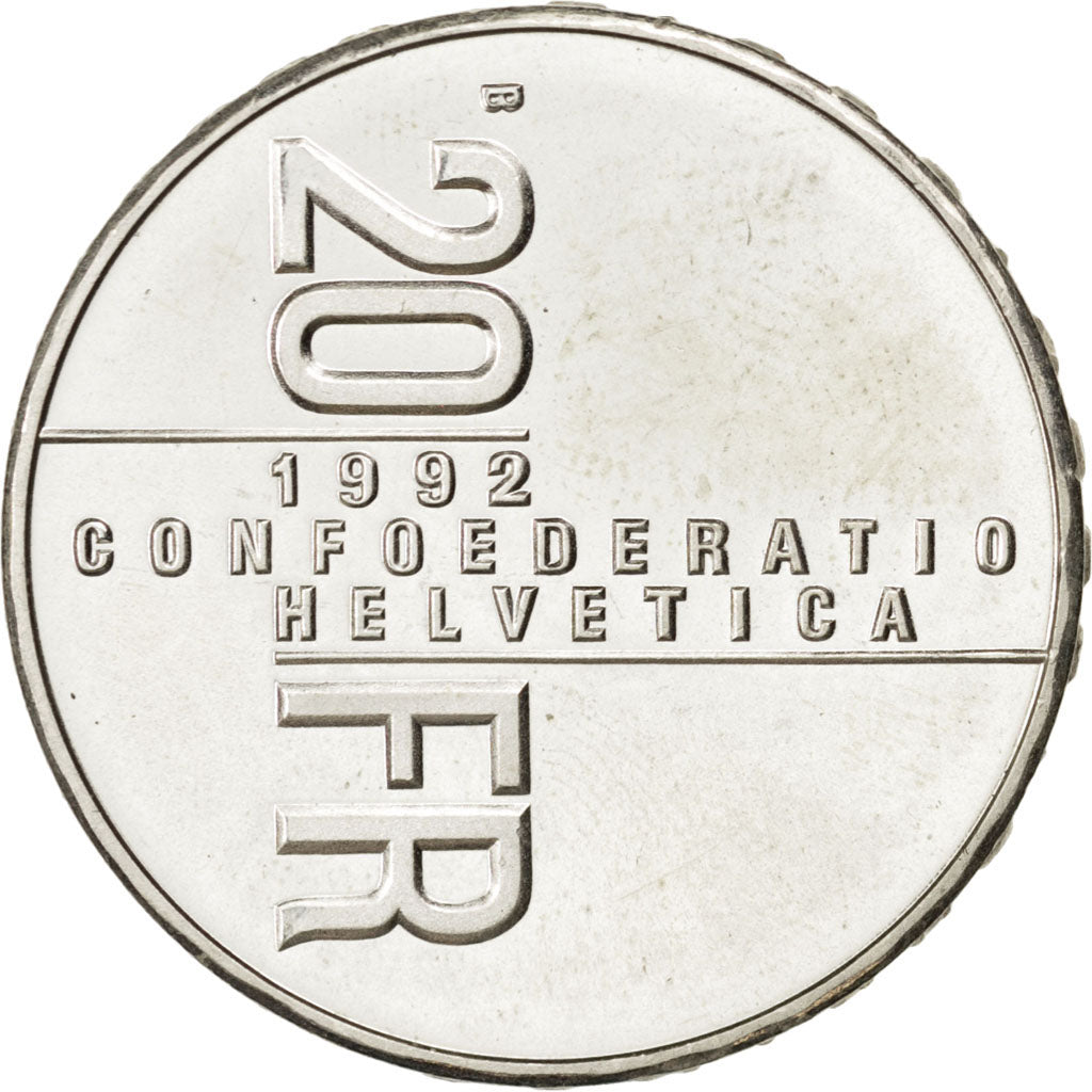 Suisse, Confédération Helvétique, 20 Francs 1992 B, KM 72
