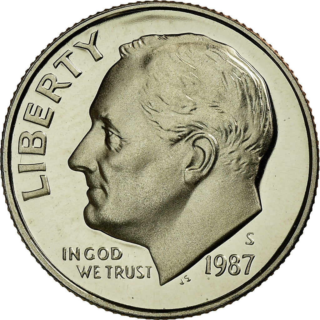 Coin, United States, Roosevelt Dime, Dime, 1987, U.S. Mint, San Francisco