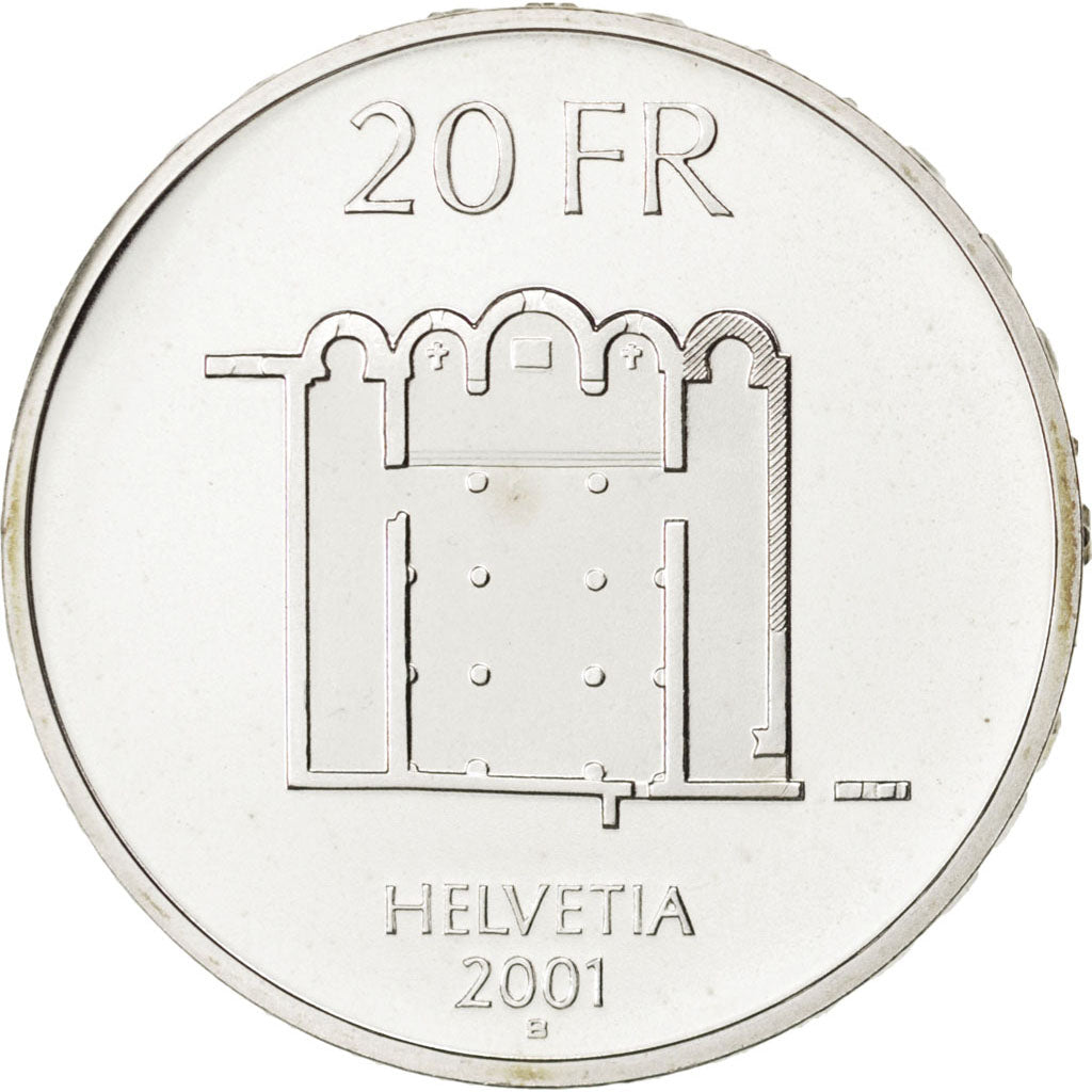 SWITZERLAND, 20 Francs, 2001, Bern, KM #93, MS(65-70), Silver, 32.8, 19.94