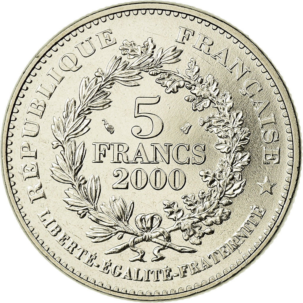 Coin, France, Denier de Charlemagne, 5 Francs, 2000, Paris, MS(65-70)