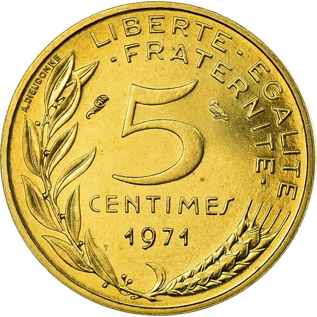 Coin, France, Marianne, 5 Centimes, 1971, Paris, MS(65-70), Aluminum-Bronze