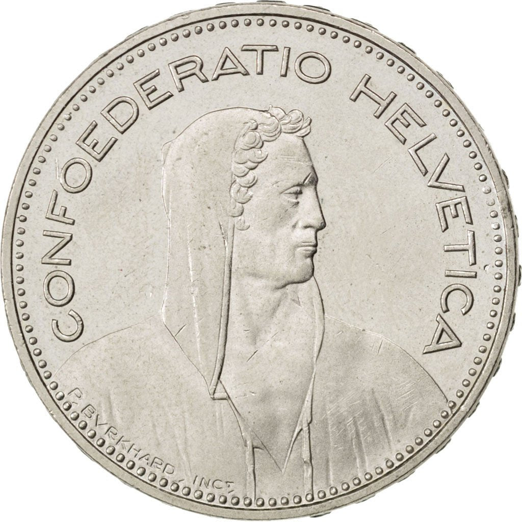 SWITZERLAND, 5 Francs, 1994, Bern, KM #40a.4, AU(55-58), Copper-Nickel, 31.45,..
