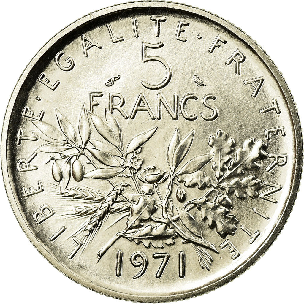 Coin, France, Semeuse, 5 Francs, 1971, Paris, MS(65-70), Nickel Clad