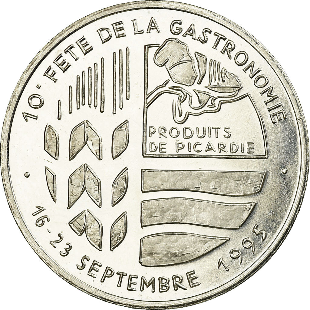 Francja, Token, 20 écus Poix de Picardie - Gastronomie, 1995, AU(55-58), Srebro