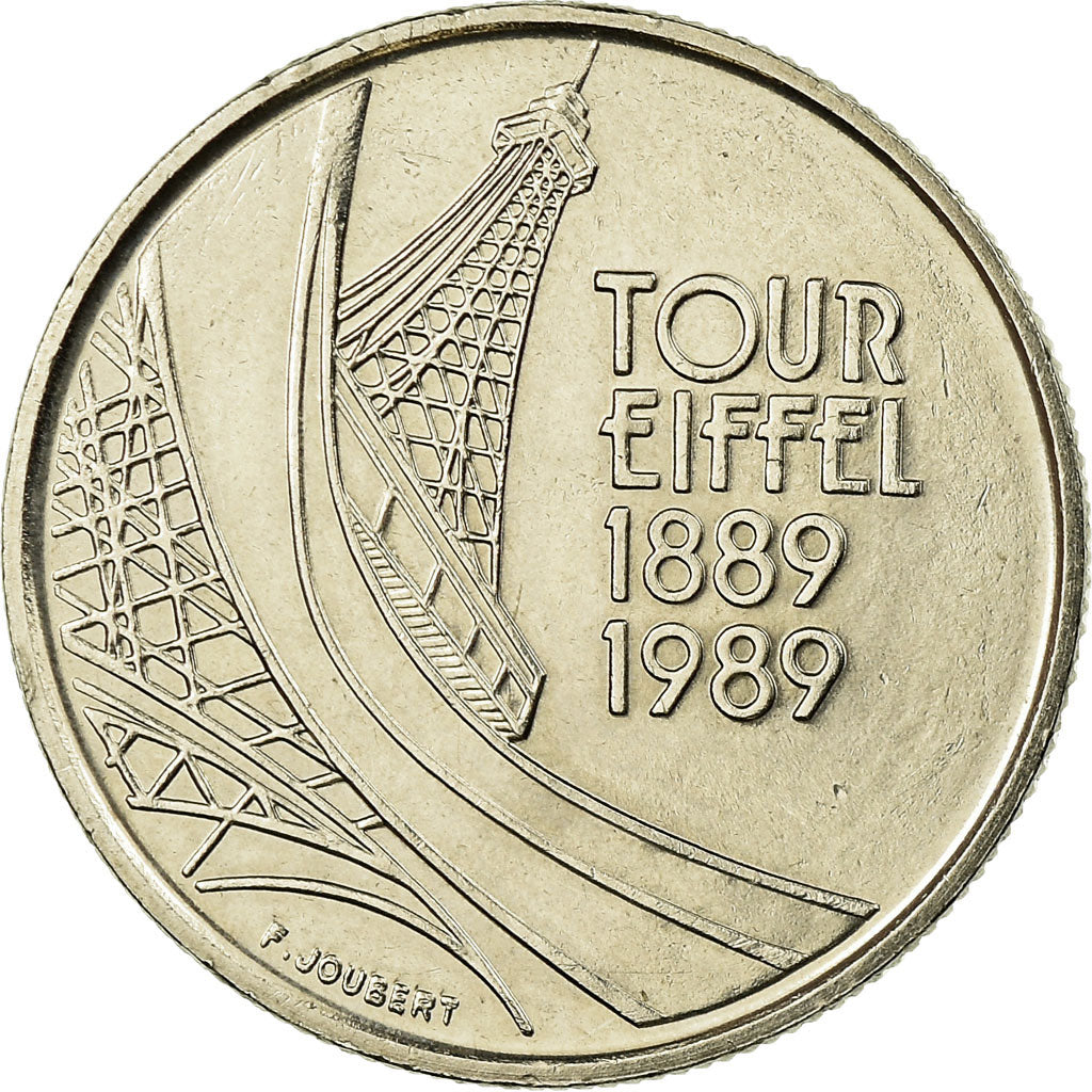 Coin, France, Tour Eiffel, 5 Francs, 1989, Paris, EF(40-45), Nickel, KM:968