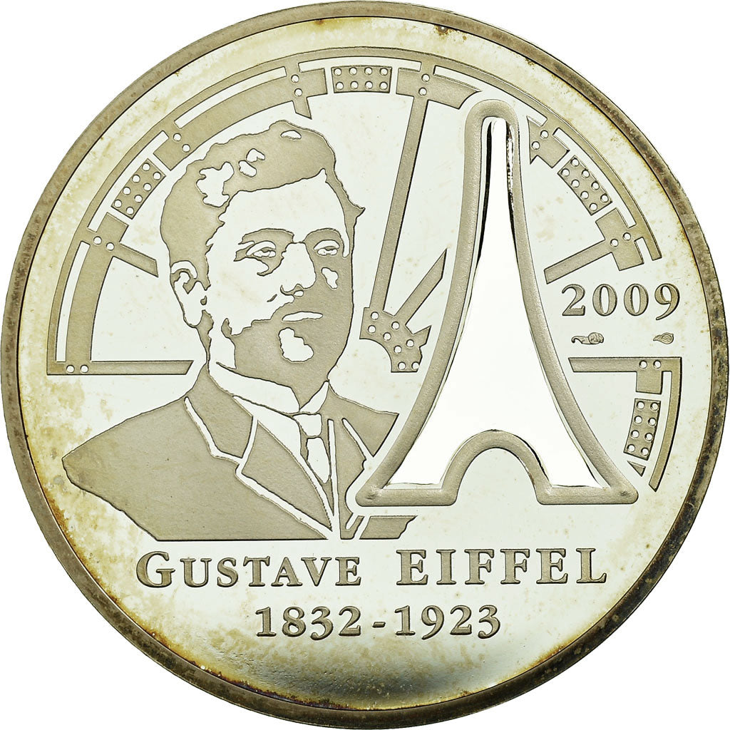 France, 10 Euro, Gustave Eiffel, 2009, BE, MS(65-70), Silver, Gadoury:EU368
