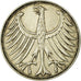 Moneda, ALEMANIA - REPÚBLICA FEDERAL, 5 Mark, 1951, Karlsruhe, MBC, Plata