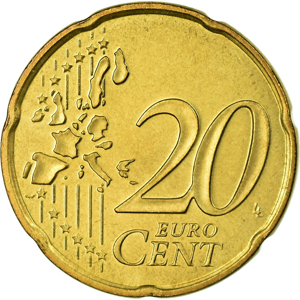 Monaco, 20 Euro Cent, 2002, SUP, Laiton, KM:171