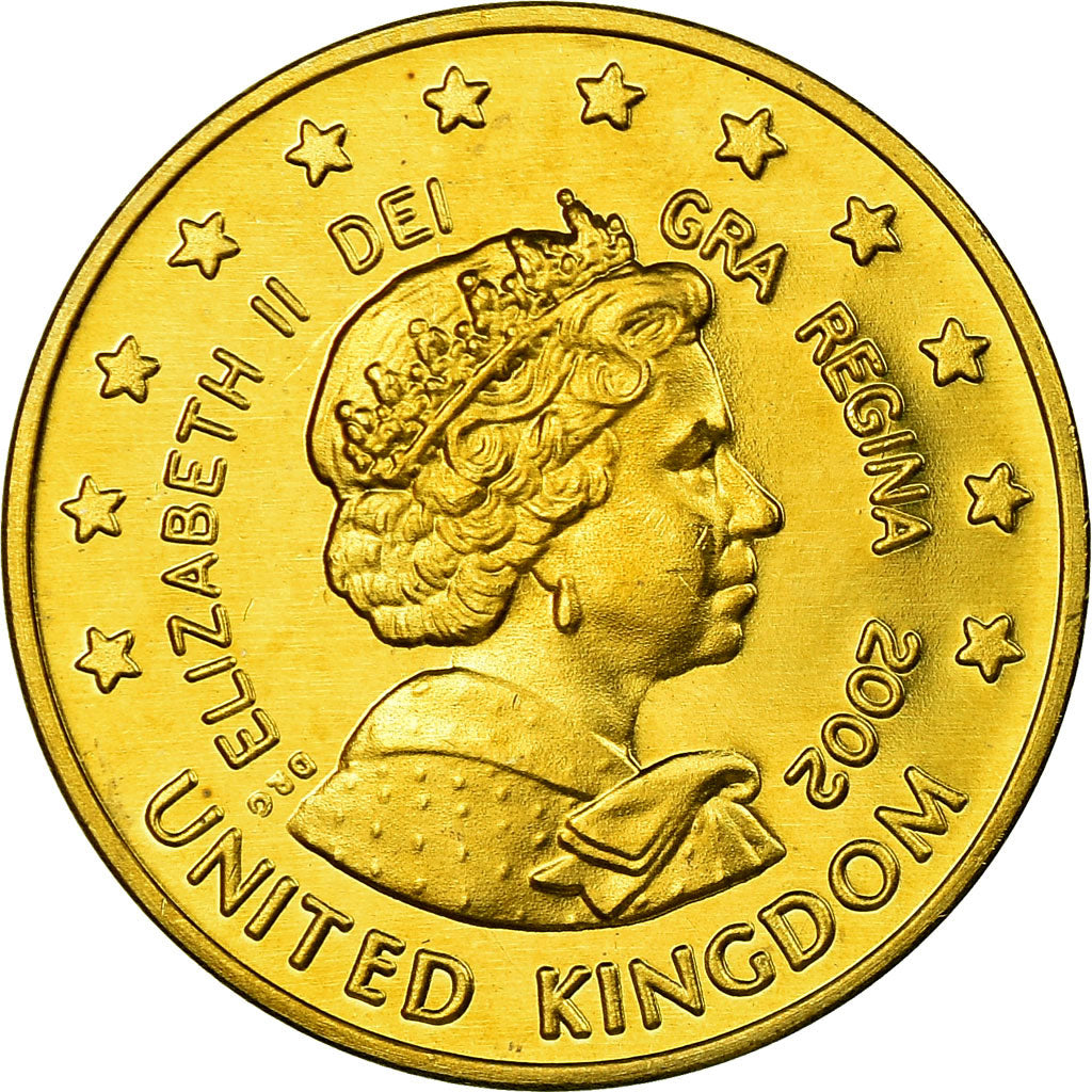 United Kingdom , 50 Euro Cent, 2002, MS(65-70), Brass