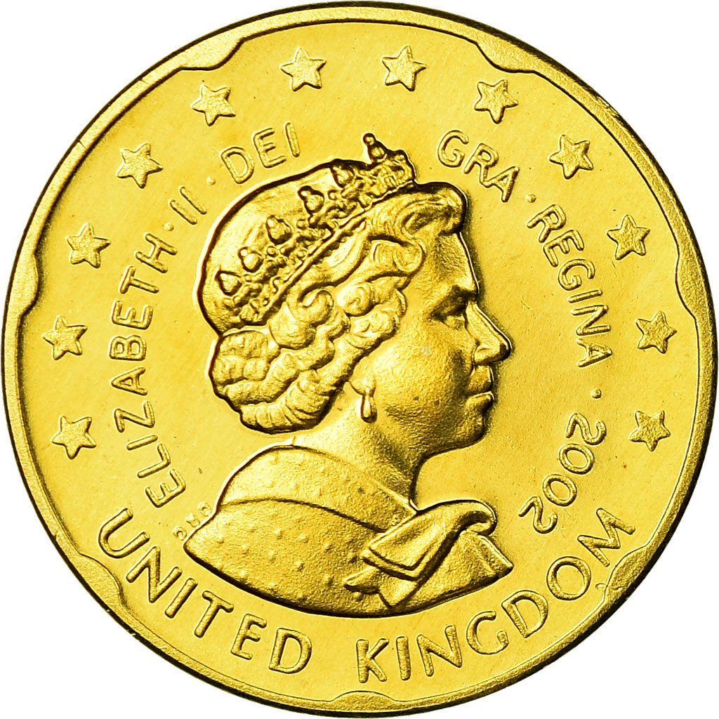 Regno Unito, 20 Euro Cent, 2002, FDC, Ottone