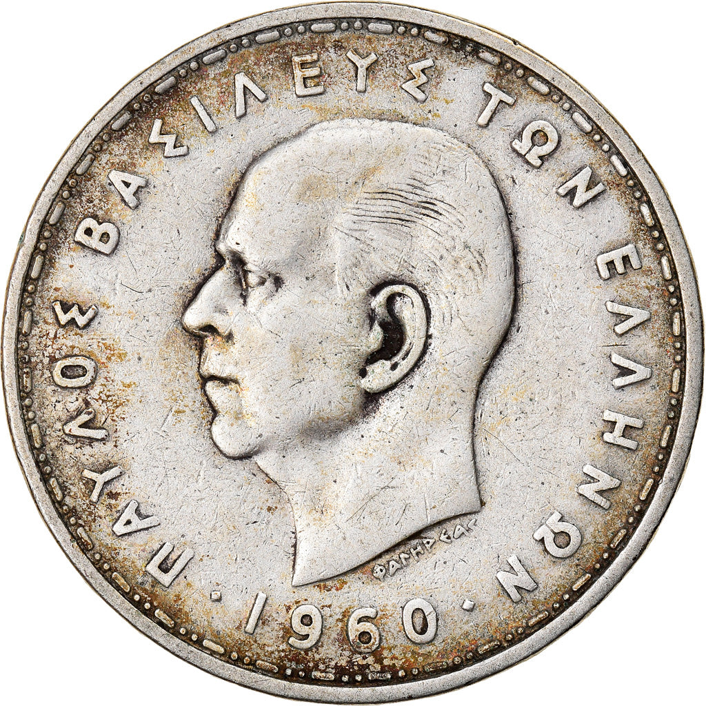 Coin, Greece, Paul I, 20 Drachmai, 1960, EF(40-45), Silver, KM:85