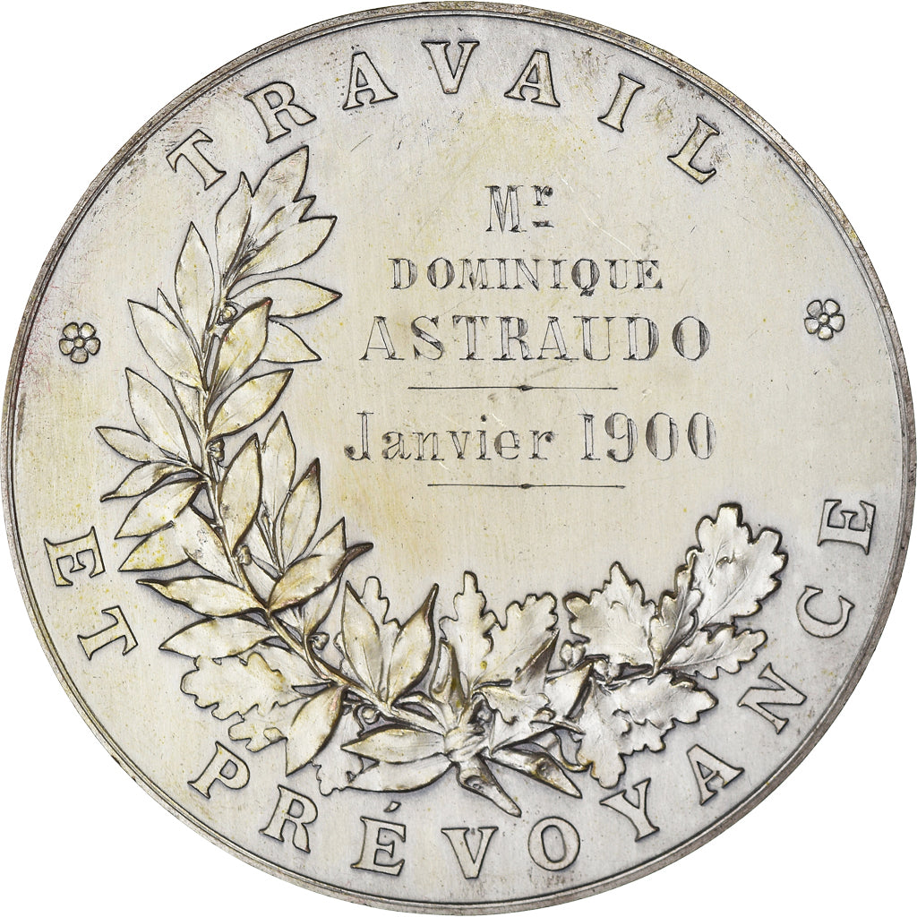 France, Medal, Caisse d'Epargne de Nice, Bank, 1900, AU(55-58), Copper Plated