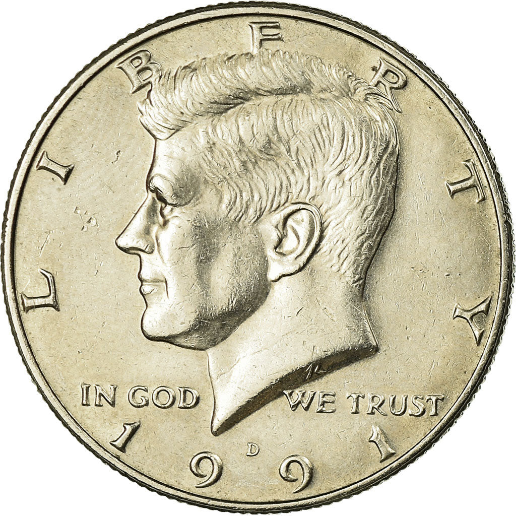 Coin, United States, Kennedy Half Dollar, Half Dollar, 1991, U.S. Mint, Denver