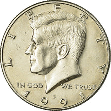 Coin, United States, Kennedy Half Dollar, Half Dollar, 1991, U.S. Mint, Denver