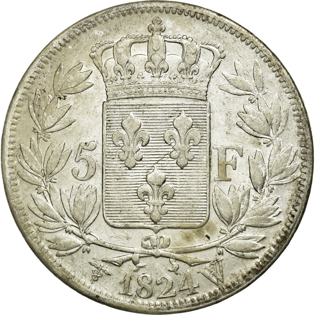 Monnaie, France, Louis XVIII, Louis XVIII, 5 Francs, 1824, Paris, TTB+, Argent