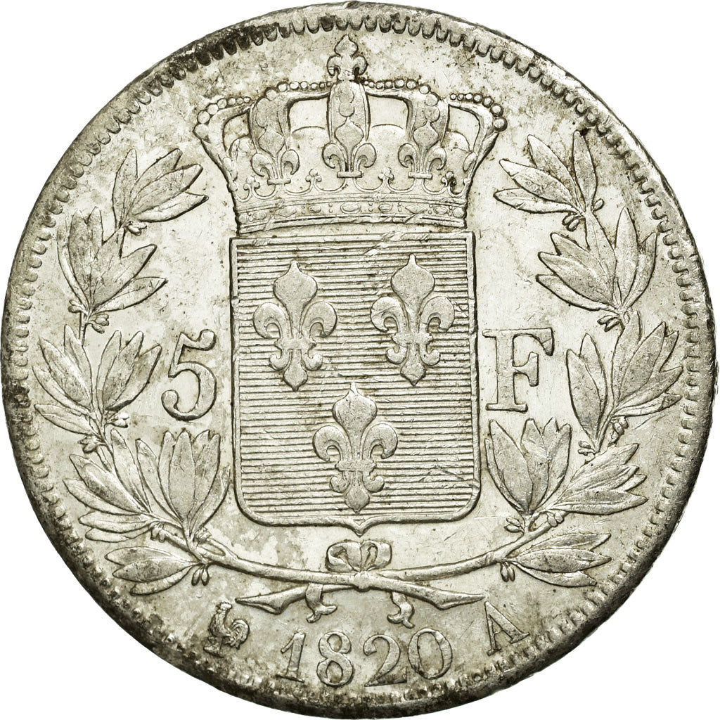 Coin, France, Louis XVIII, Louis XVIII, 5 Francs, 1820, Paris, AU(50-53)