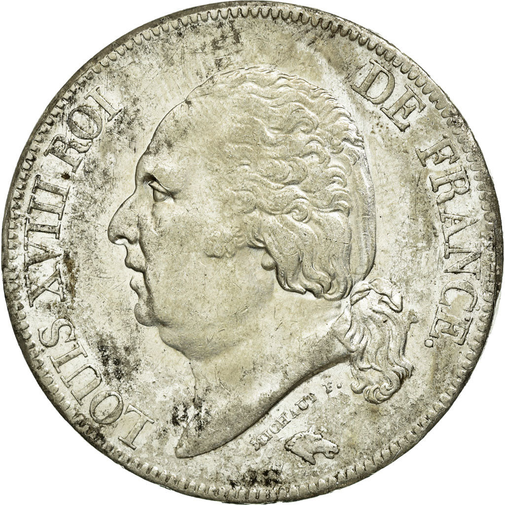 Coin, France, Louis XVIII, Louis XVIII, 5 Francs, 1824, Rouen, AU(50-53)