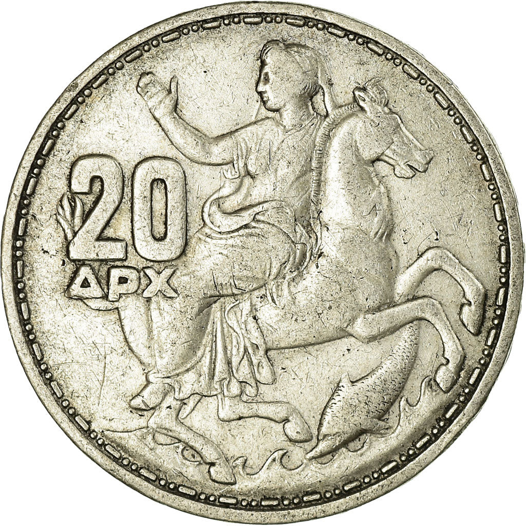 Coin, Greece, Paul I, 20 Drachmai, 1960, VF(30-35), Silver, KM:85