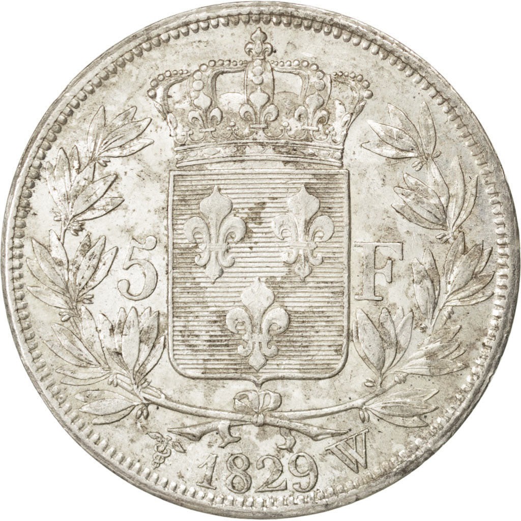 FRANCE, Charles X, 5 Francs, 1829, Paris, KM #728.1, EF(40-45), Silver, Gadoury.