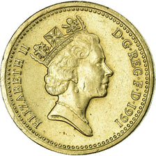Coin, Great Britain, Elizabeth II, Pound, 1991, EF(40-45), Nickel-brass, KM:946