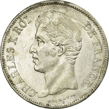 Moneta, Francja, Charles X, 5 Francs, 1828, Paris, AU(50-53), Srebro, KM:728.1