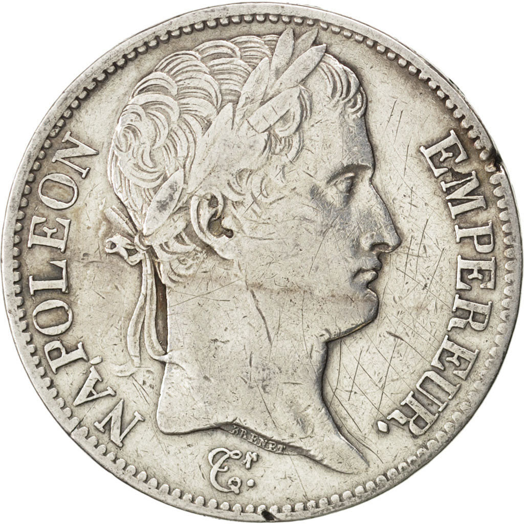FRANCE, 5 Francs, 1810, Paris, KM #694.1, VF(20-25), Silver, Gadoury #584, 24.73